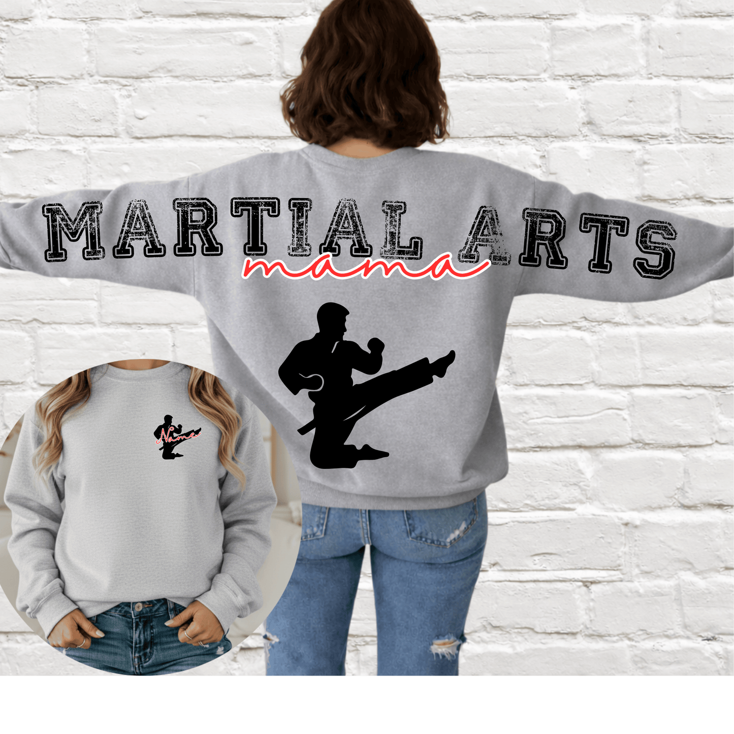 Custom Sports Mama Across the Back & Front pocket DTF Transfer “Leave Custom info in checkout notes- number, name for pocket, for cheerleading- 2 colors and glitter or no glitter on the Pom”