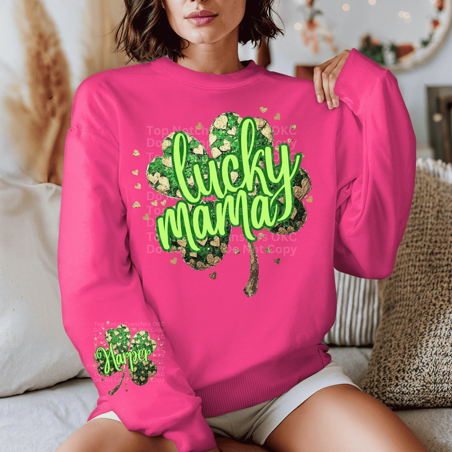 Custom Shamrock 3 green DTF Transfer “Leave names for front & sleeve in checkout notes”