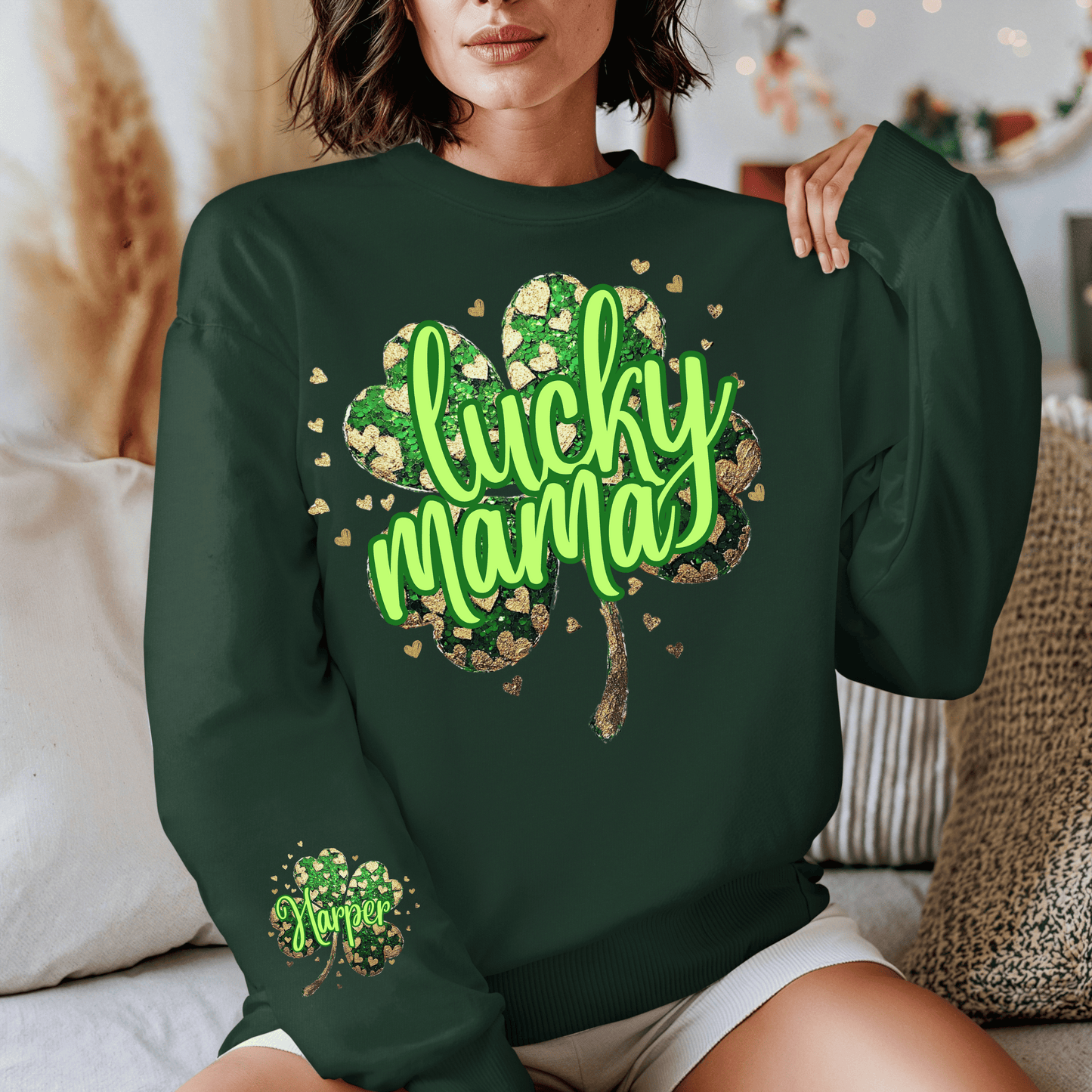 Custom Shamrock 3 green DTF Transfer “Leave names for front & sleeve in checkout notes”