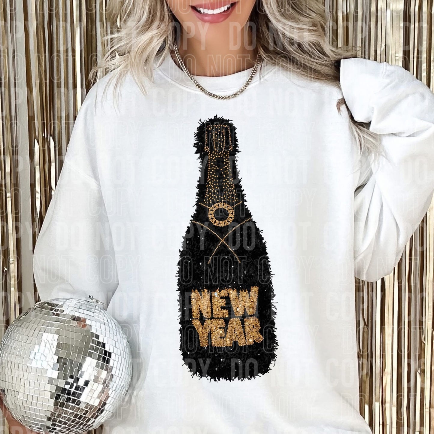 New Year Black DTF Transfer