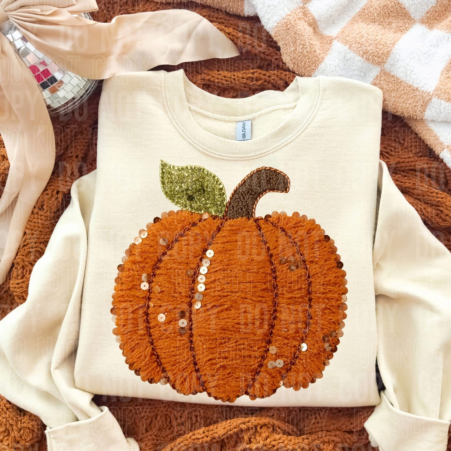 Fall Pumpkin Faux Yarn DTF Transfer