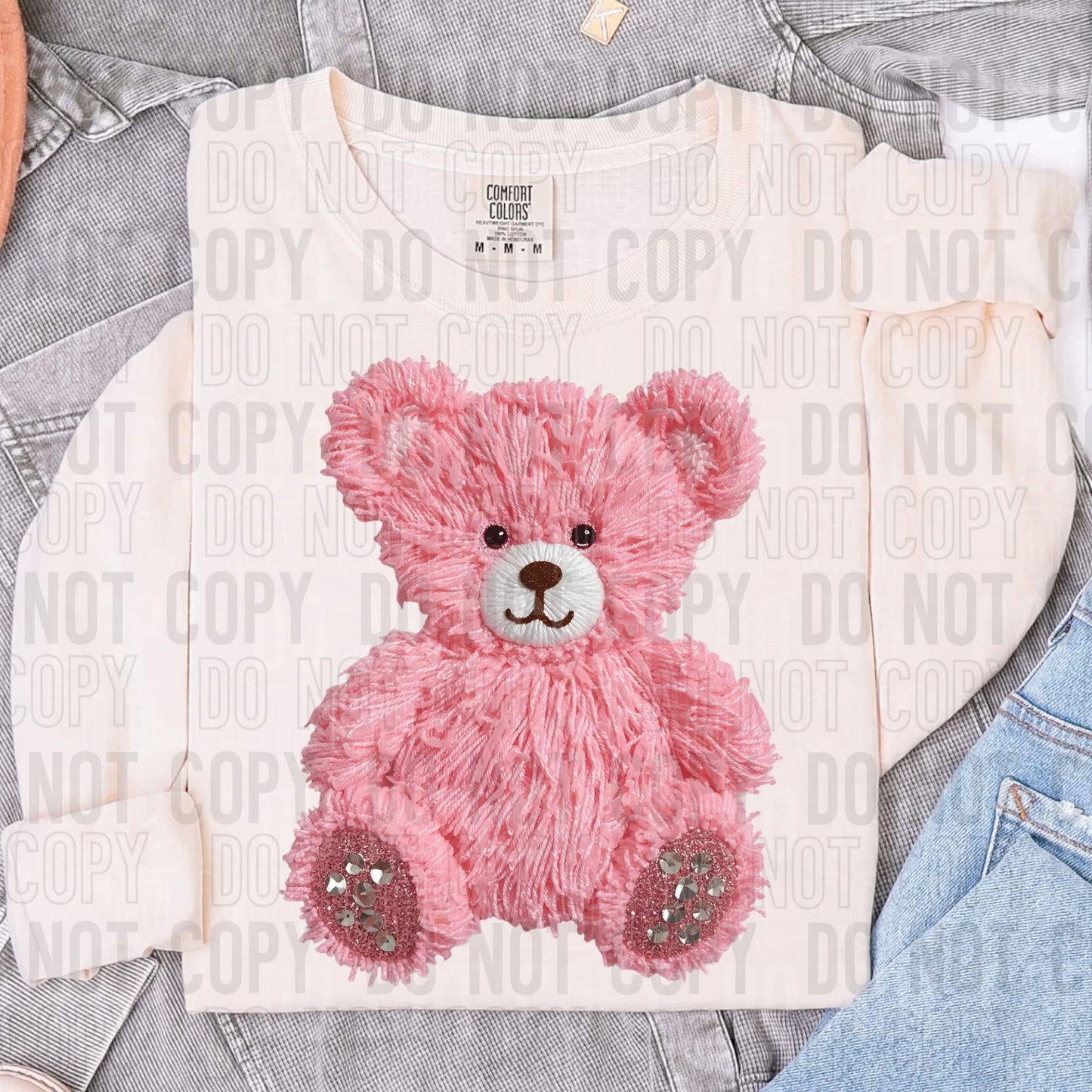 Pink Yarn Bear DTF Transfer