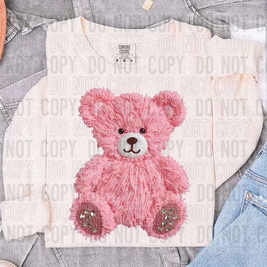 Pink Yarn Bear DTF Transfer