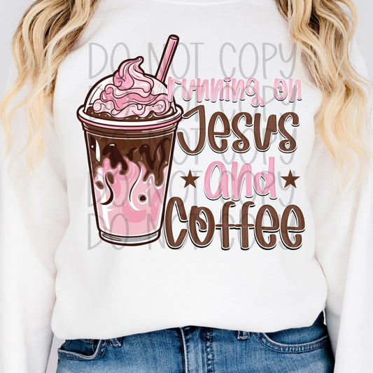 Running On Jesus And Coffee DTF Transfer