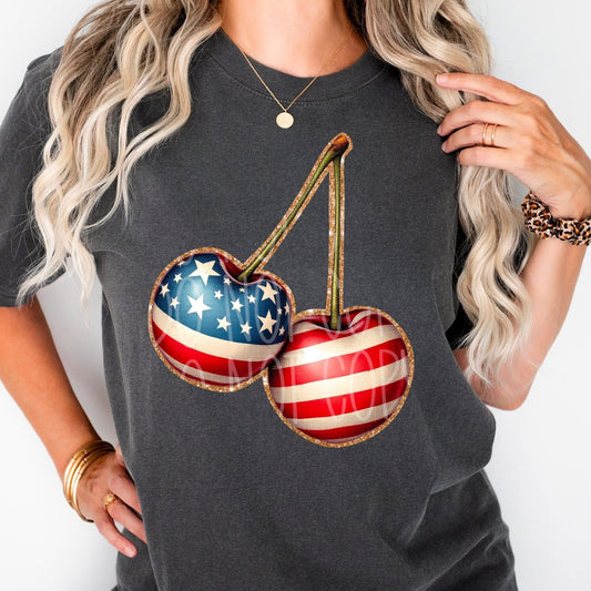 Red White Cherries DTF Transfer