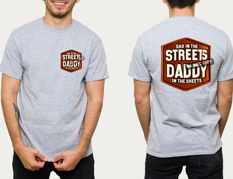 Dad in the Streets Faux Leather Patch/Hat Patch DTF Transfer