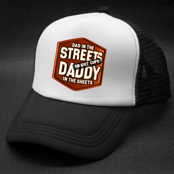 Dad in the Streets Faux Leather Patch/Hat Patch DTF Transfer