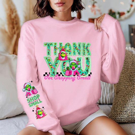 Thank You for Shopping Small Gr!nch *with optional sleeve design* DTF Transfer