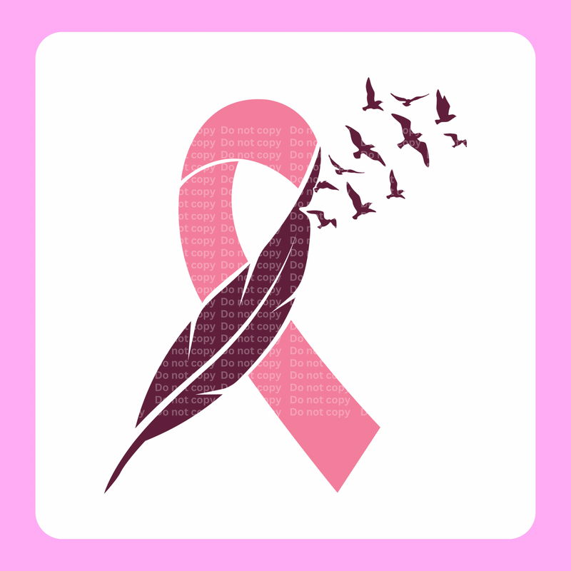 Pink Ribbon feather DTF Transfer