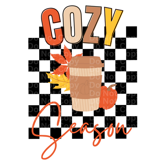Cozy Season Checkered Latte DTF Transfer