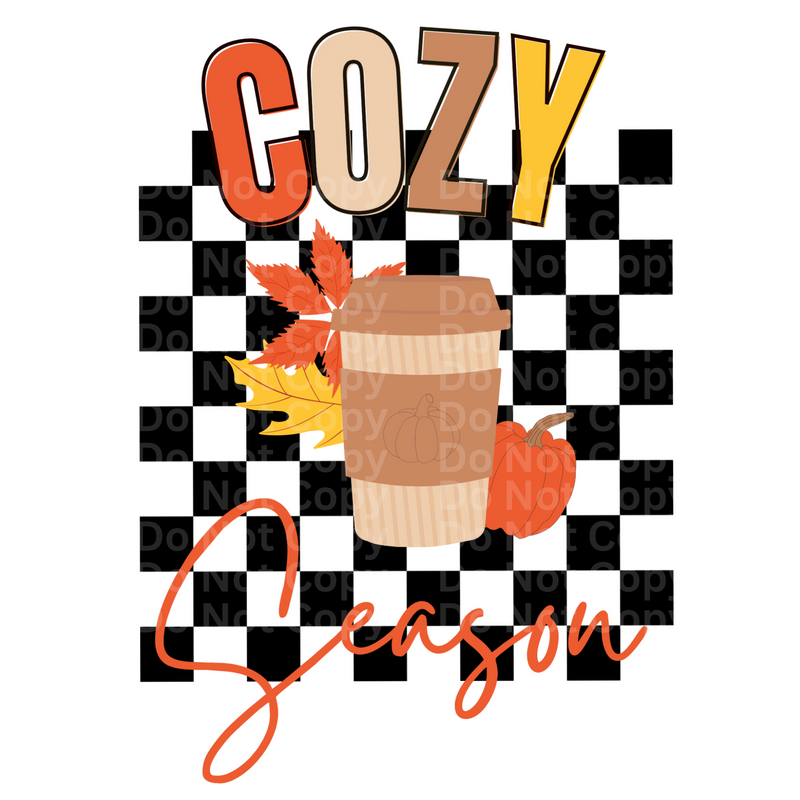Cozy Season Checkered Latte DTF Transfer