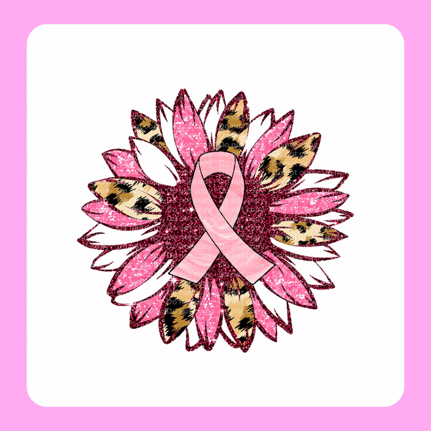 Pink Ribbon Sunflower DTF Transfer