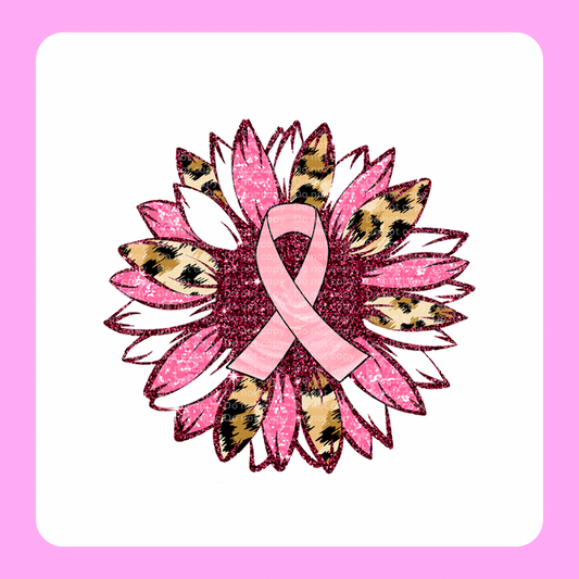 Pink Ribbon Sunflower DTF Transfer