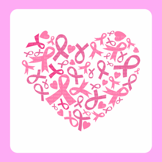Pink Ribbon Heart DTF Transfer