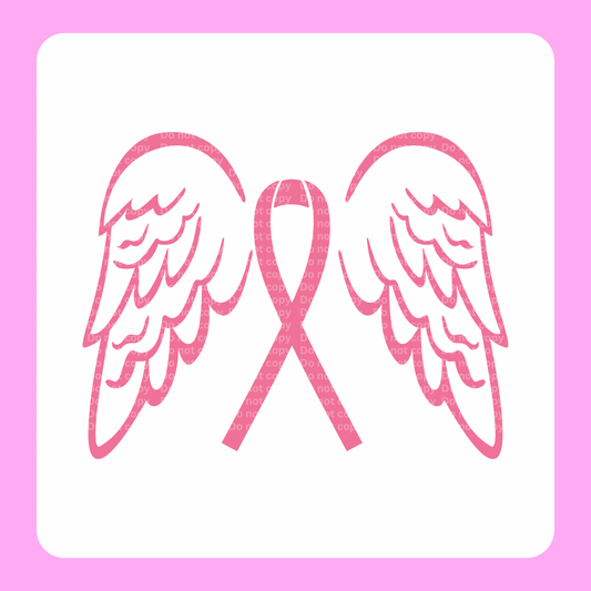 Angel wings Pink Ribbon DTF Transfer