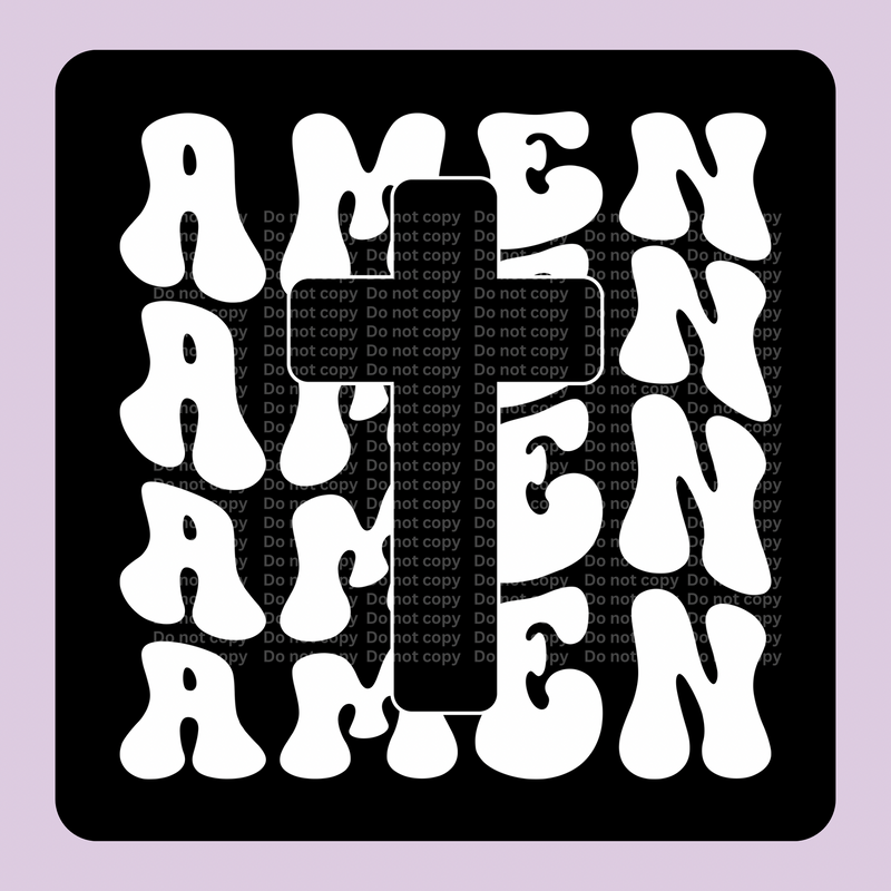 Amen wavy w/cross wht