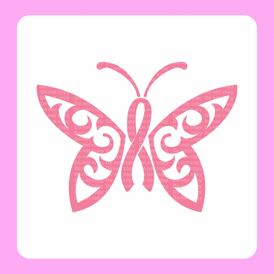Butterfly Pink Ribbon DTF Transfer
