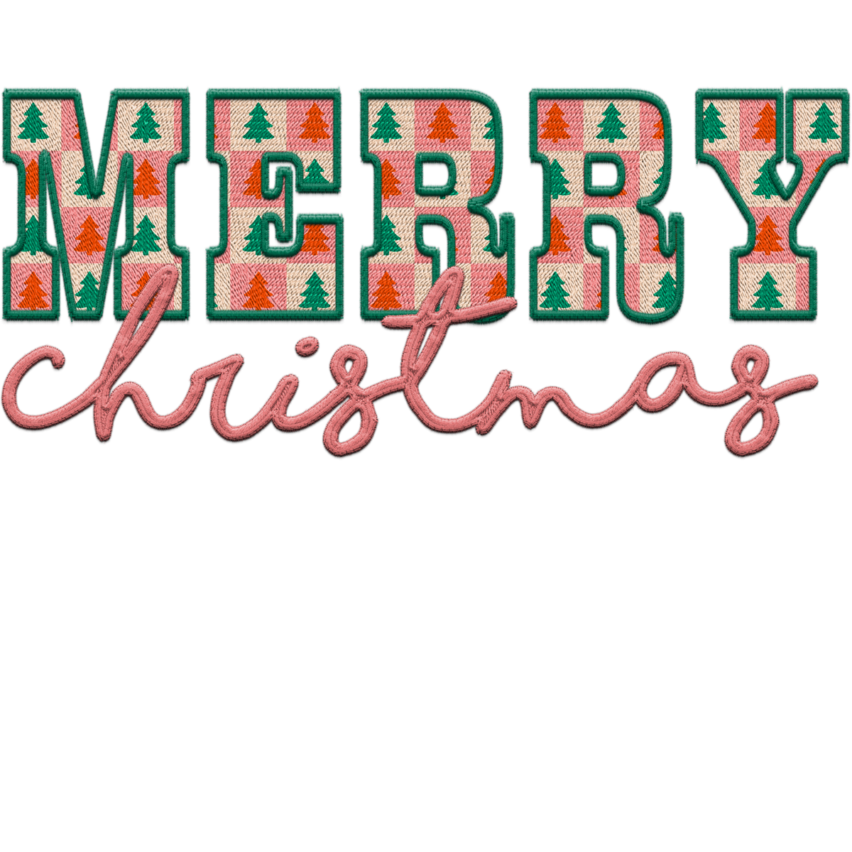Merry Christmas Plaid Pink DTF Transfer