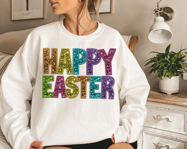 Happy Easter Faux Sequin DTF Transfer