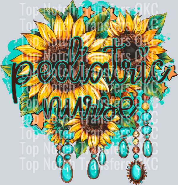 Pediatric Nurse Sunflowers DTF Transfer