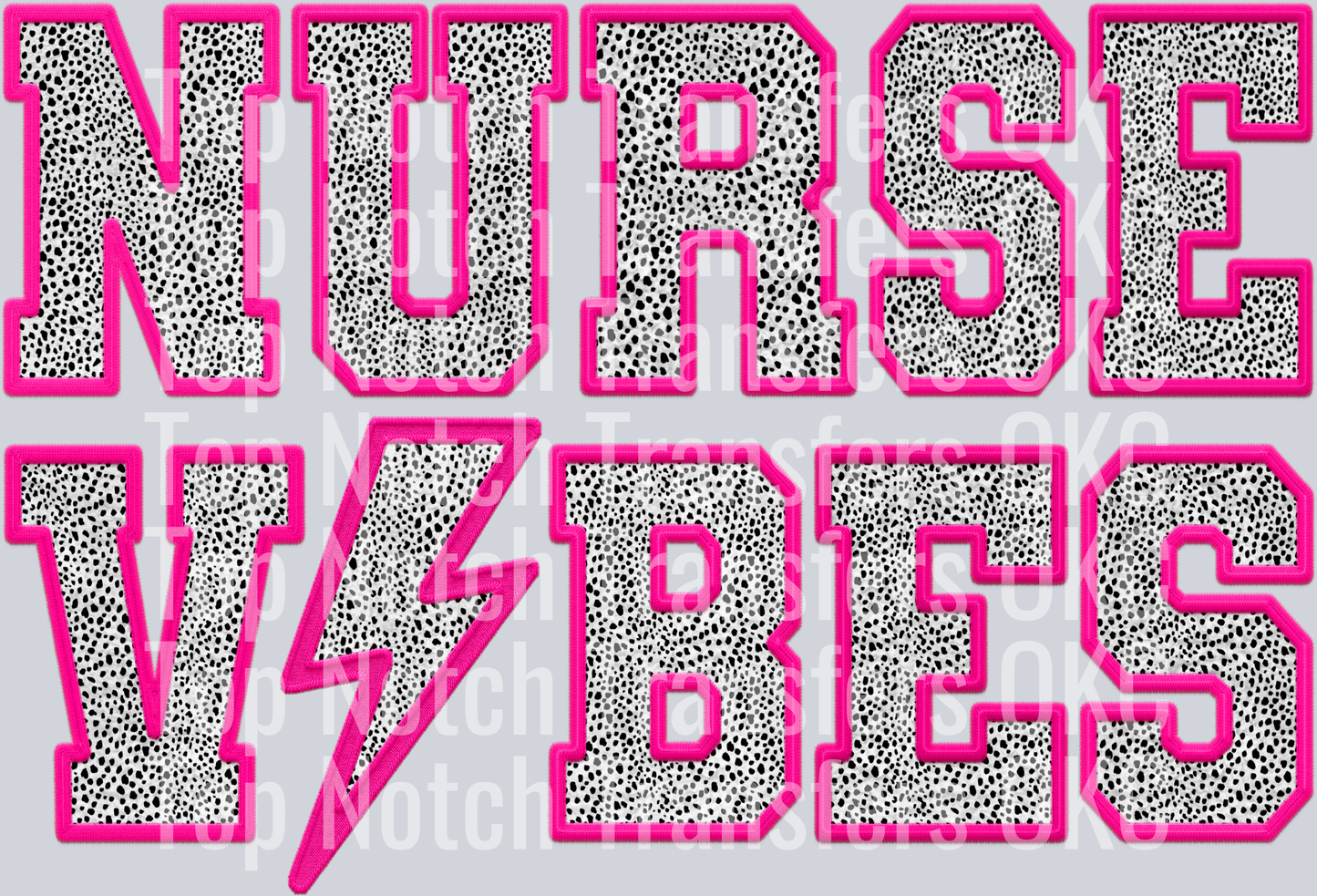 Nurse Vibes Faux Embroidery Outline DTF Transfer