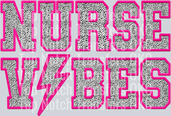 Nurse Vibes Faux Embroidery Outline DTF Transfer