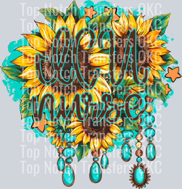 ICU Nurse Sunflowers DTF Transfer