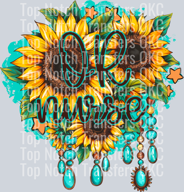 OR Nurse Sunflowers DTF Transfer