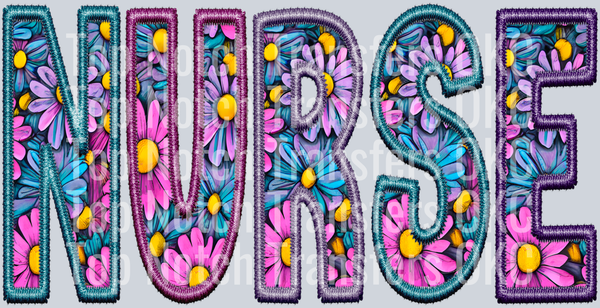 NURSE Floral Faux Embroidery