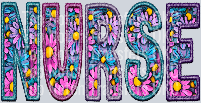 NURSE Floral Faux Embroidery