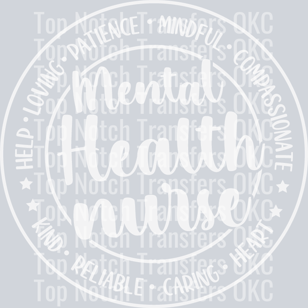 Mental Health Nurse White DTF Transfer