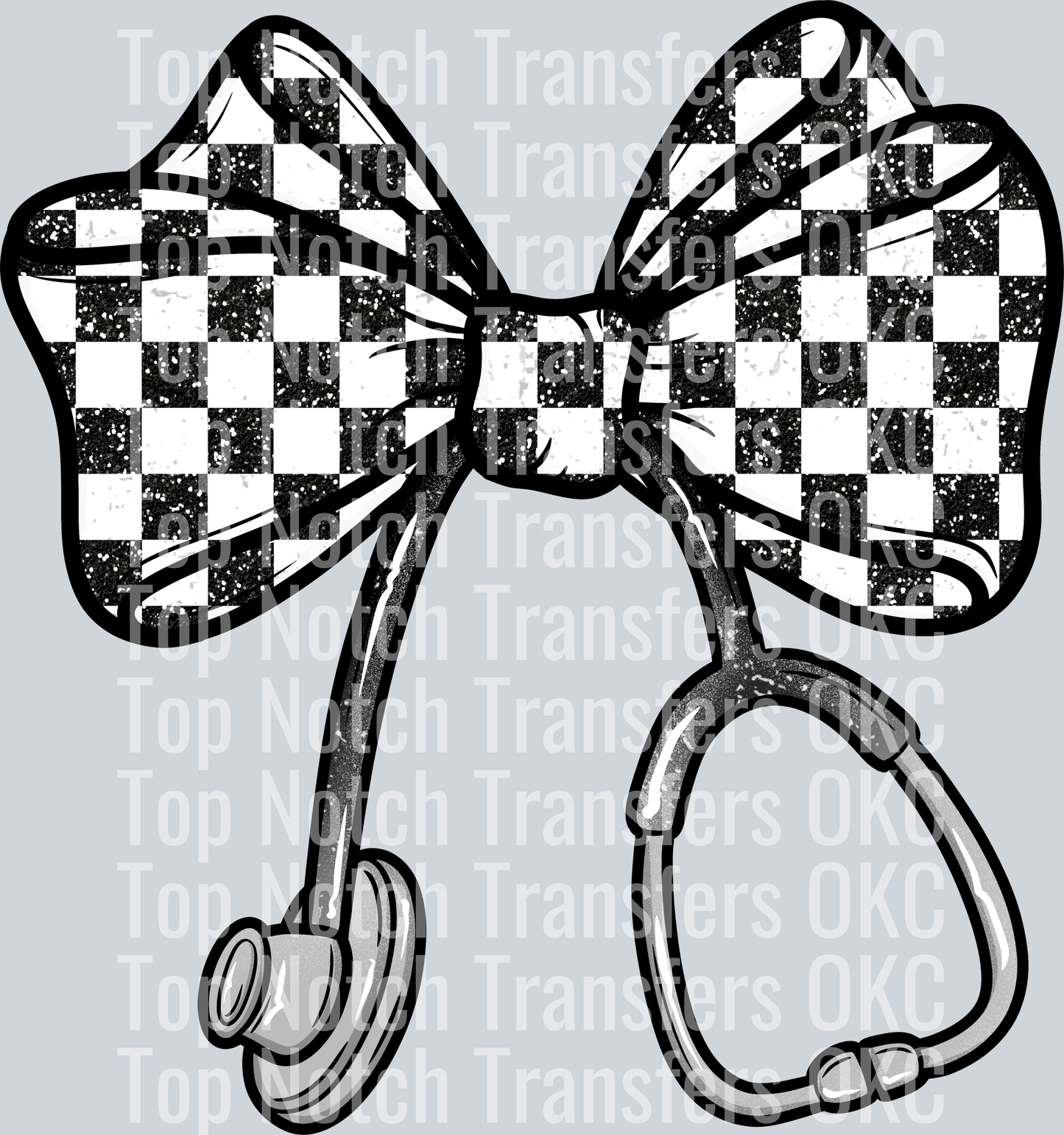 Coquette Nurse Checkered Bow DTF Transfer