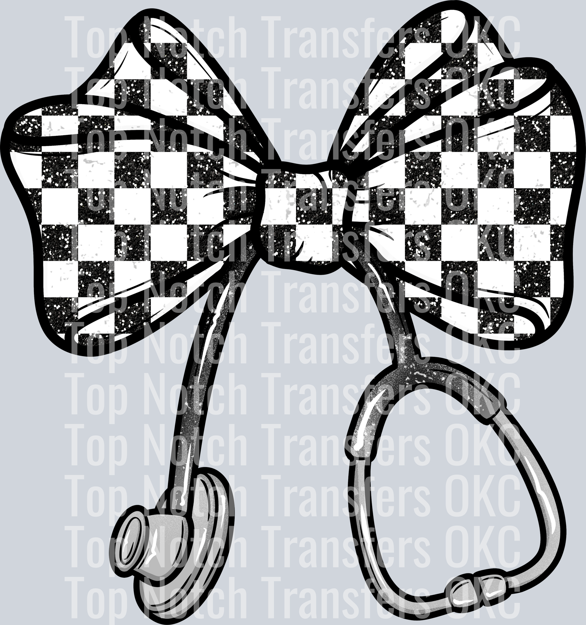 Coquette Nurse Checkered Bow DTF Transfer