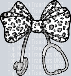 Coquette Nurse Snow Leopard Bow DTF Transfer