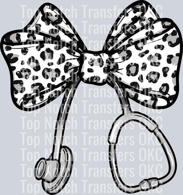 Coquette Nurse Snow Leopard Bow DTF Transfer