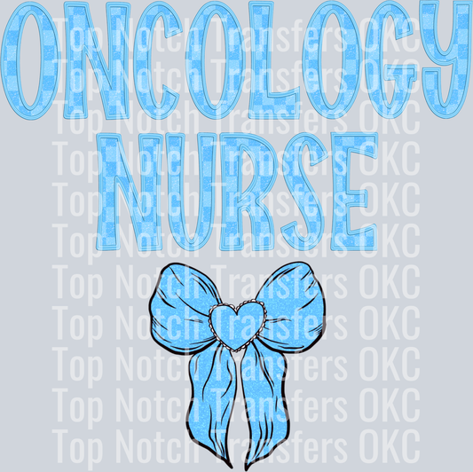 Oncology Nurse Blue Bow