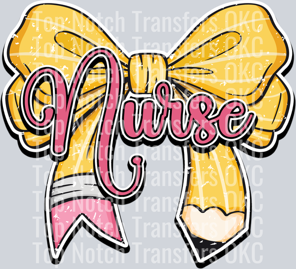 Nurse Pencil Bow DTF Transfer