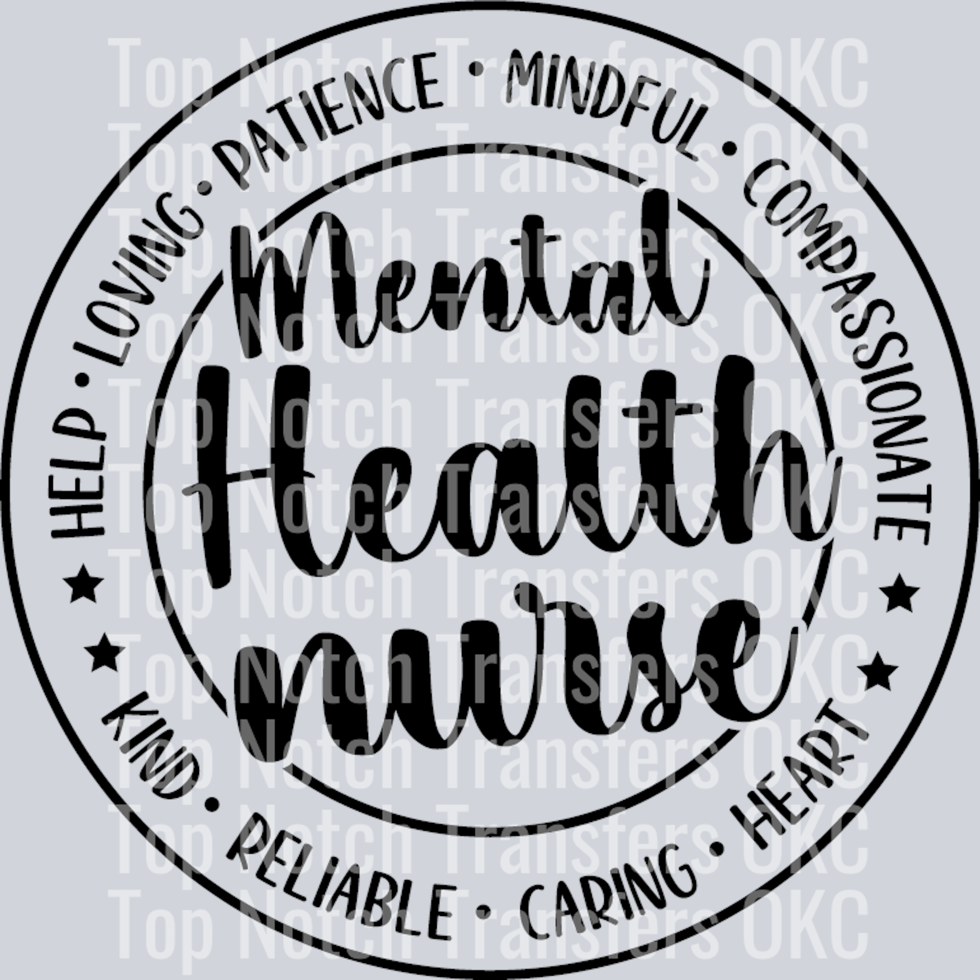 Mental Health Nurse Black DTF Transfer