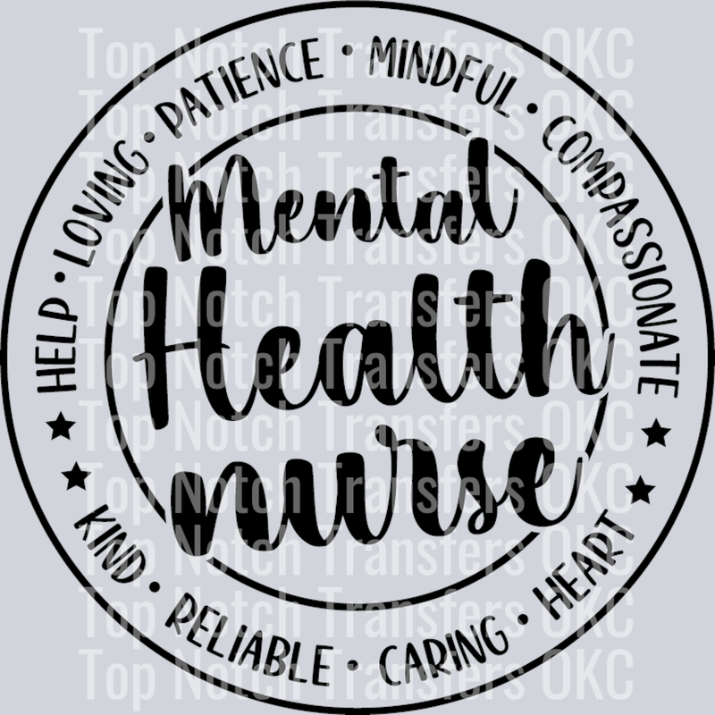 Mental Health Nurse Black DTF Transfer